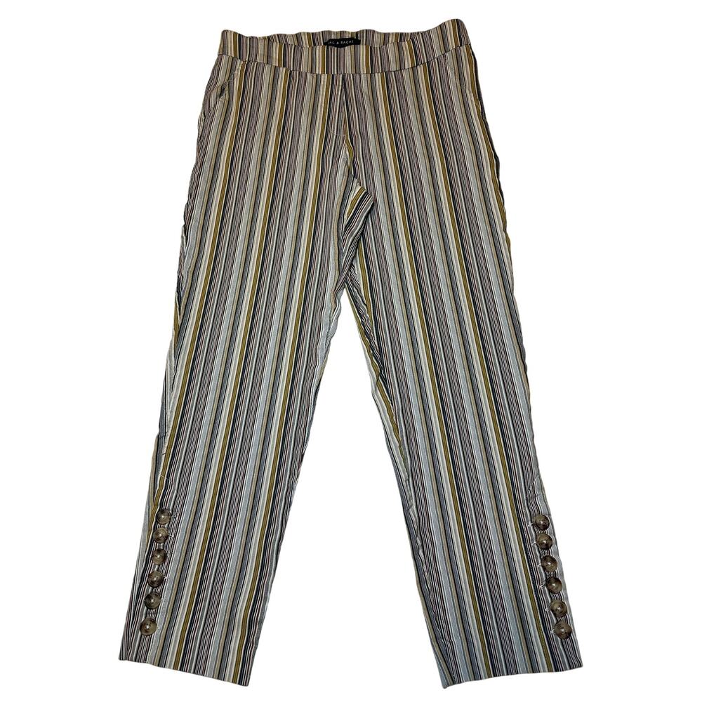 Zac & Rachel Pants Womens Size 10 Multicolor Striped Tummy Control Pull On